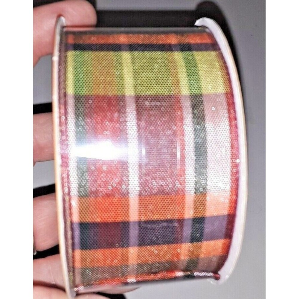 Ribbon Purple Mesh Plaid Red Plaid Silver Sparkle Gifts Crafting Holiday Unused - Picture 4 of 9
